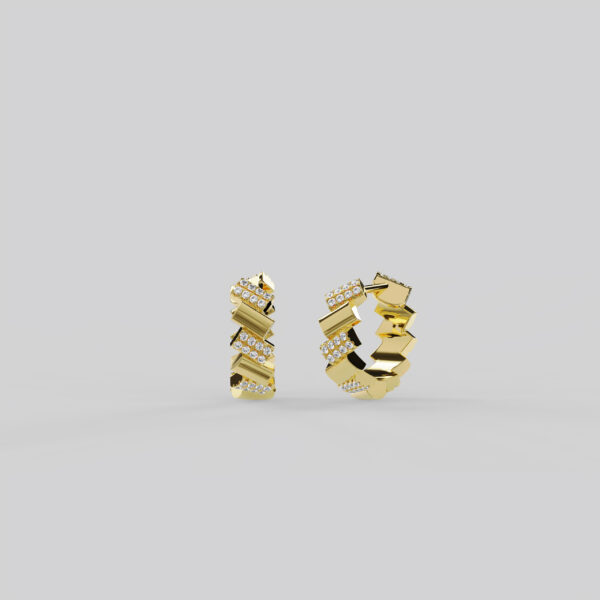 Brique earrings, small, semi-pavéd - Image 3