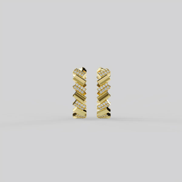 Brique earrings, large, semi-pavéd - Image 2