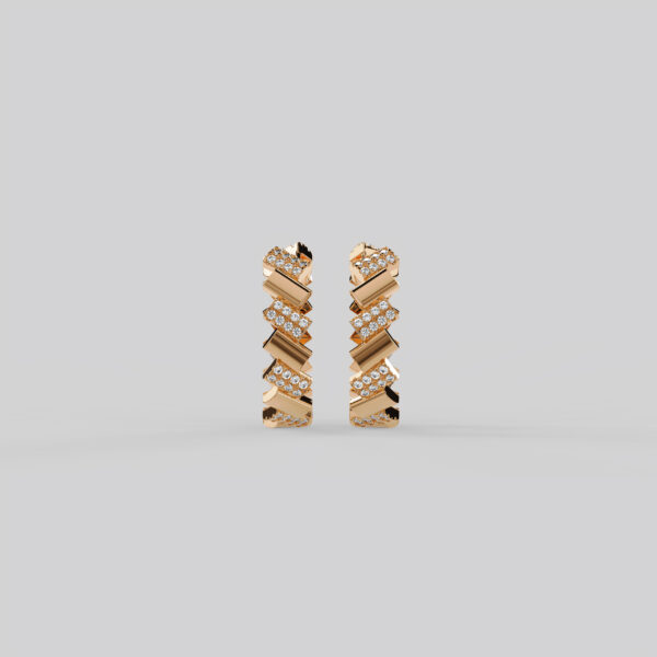 Brique earrings, large, semi-pavéd - Image 2