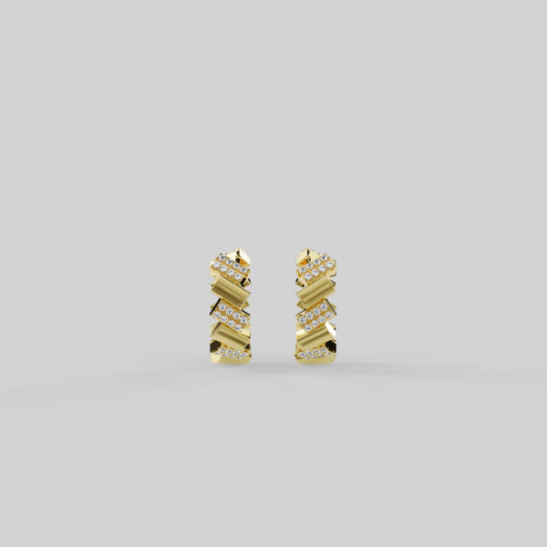 Brique earrings, small, semi-pavéd - Image 2