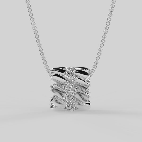 Brique charm necklace, 3 rows, Pavéd